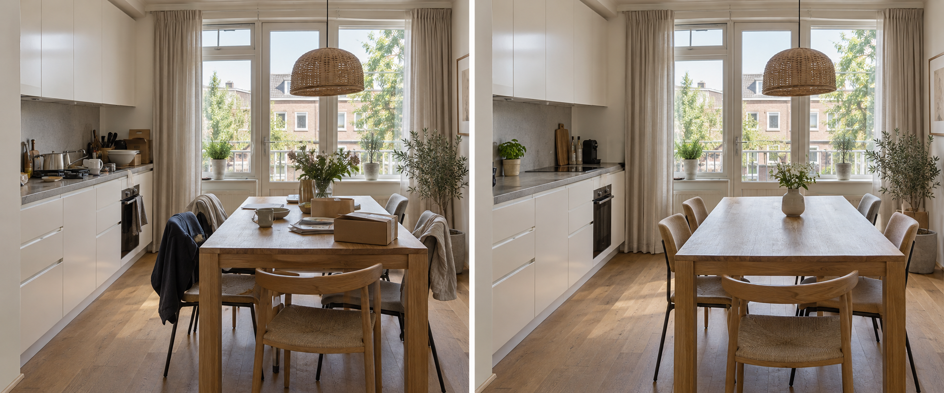 Keuken · ruimte op tafel. vóór verkoopstyling