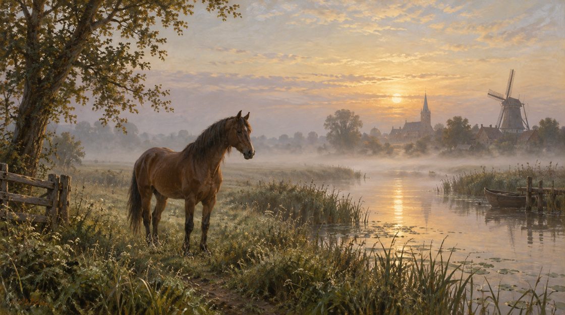 Paard in de ochtendmist