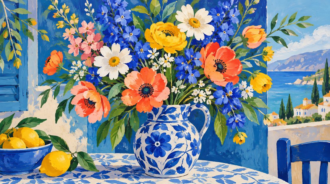 Bloemen in blauw